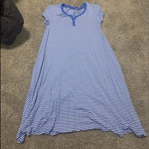 Blue and white striped sun dress.